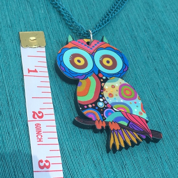 (T2) Abstract Owl Necklace - Picture 4 of 4